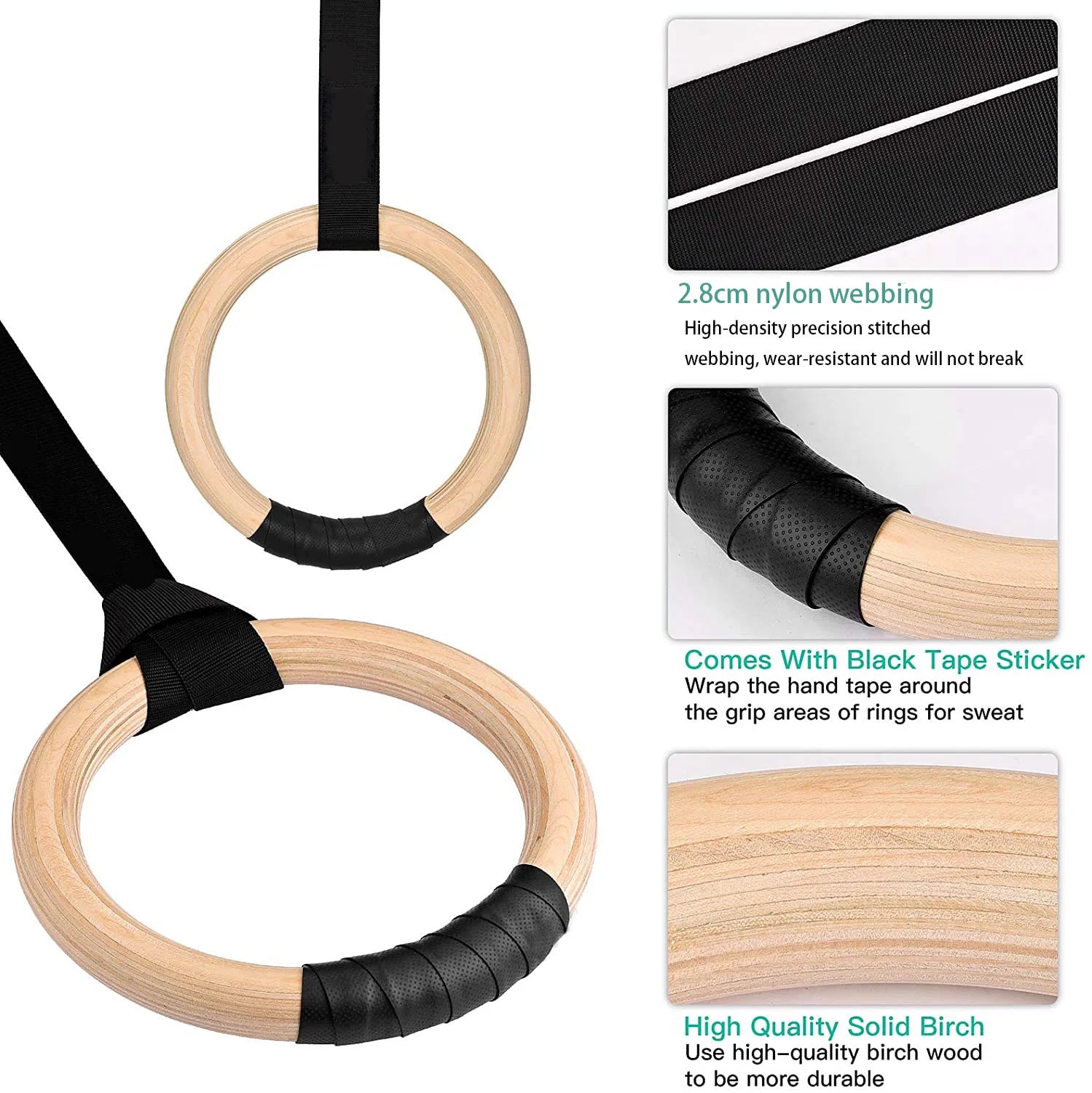 NNEOBA Sports Wood Gymnastic Rings