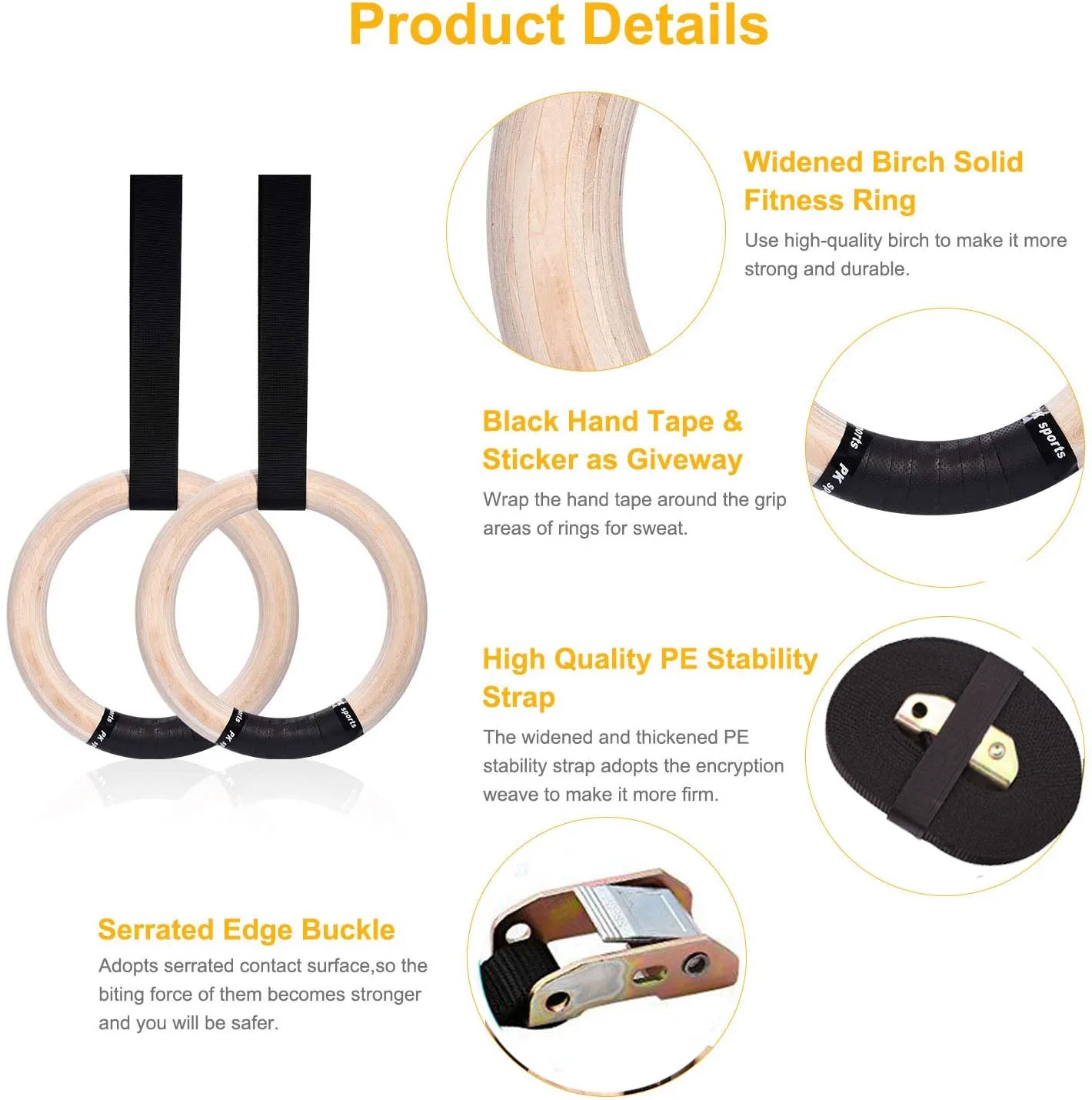 NNEOBA Sports Wood Gymnastic Rings